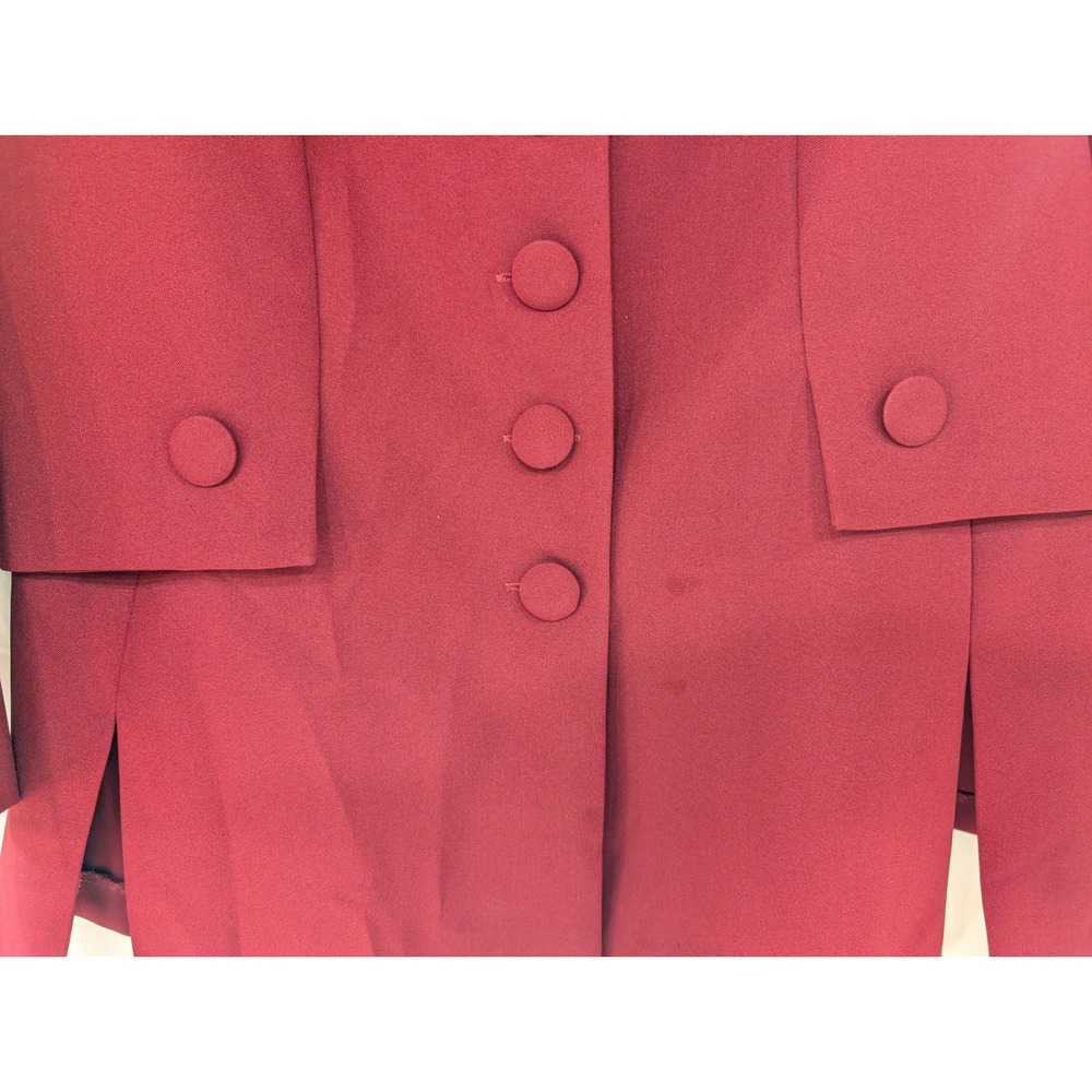 Burgundy Pant Suit Set Womens Size A6 Blazer Elastic Waist 2 Matching Skirts - Picture 3 of 15
